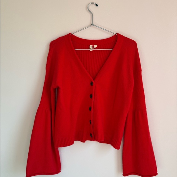 Anthropologie Sweaters - MOTH BY ANTHROPOLOGIE BELL SLEEVE CARDIGAN MEDIUM IN RED